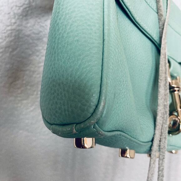 Rebecca Minkoff Gold Chain Aqua Mint Crossbody Purse Bag - Picture 6 of 16